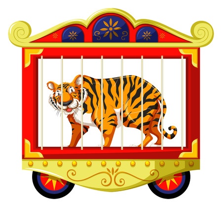 Tiger in a cage cartoon.