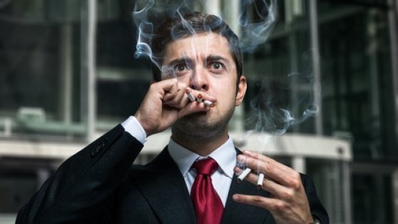 Stock photo of nervous public speaker.