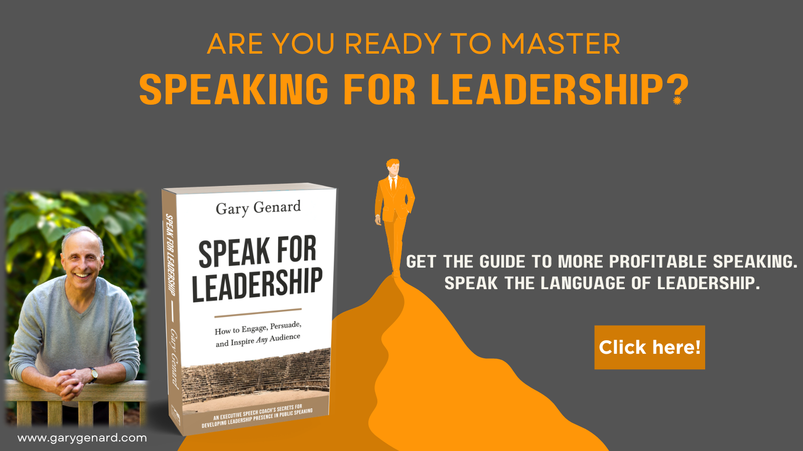 Master speaking as a leader with Dr. Gary Genard's book, Speak for Leadership