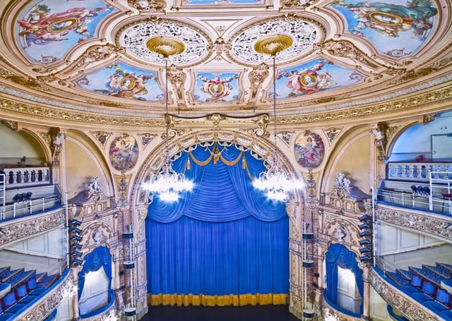 Stock photo of grand theater auditorium, or movie house, or opera house.