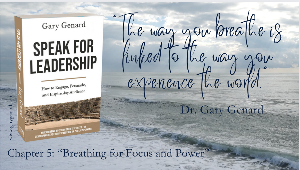 Dr. Gary Genard's book, Speak for Leadership. Learn how to breathe for public speaking.